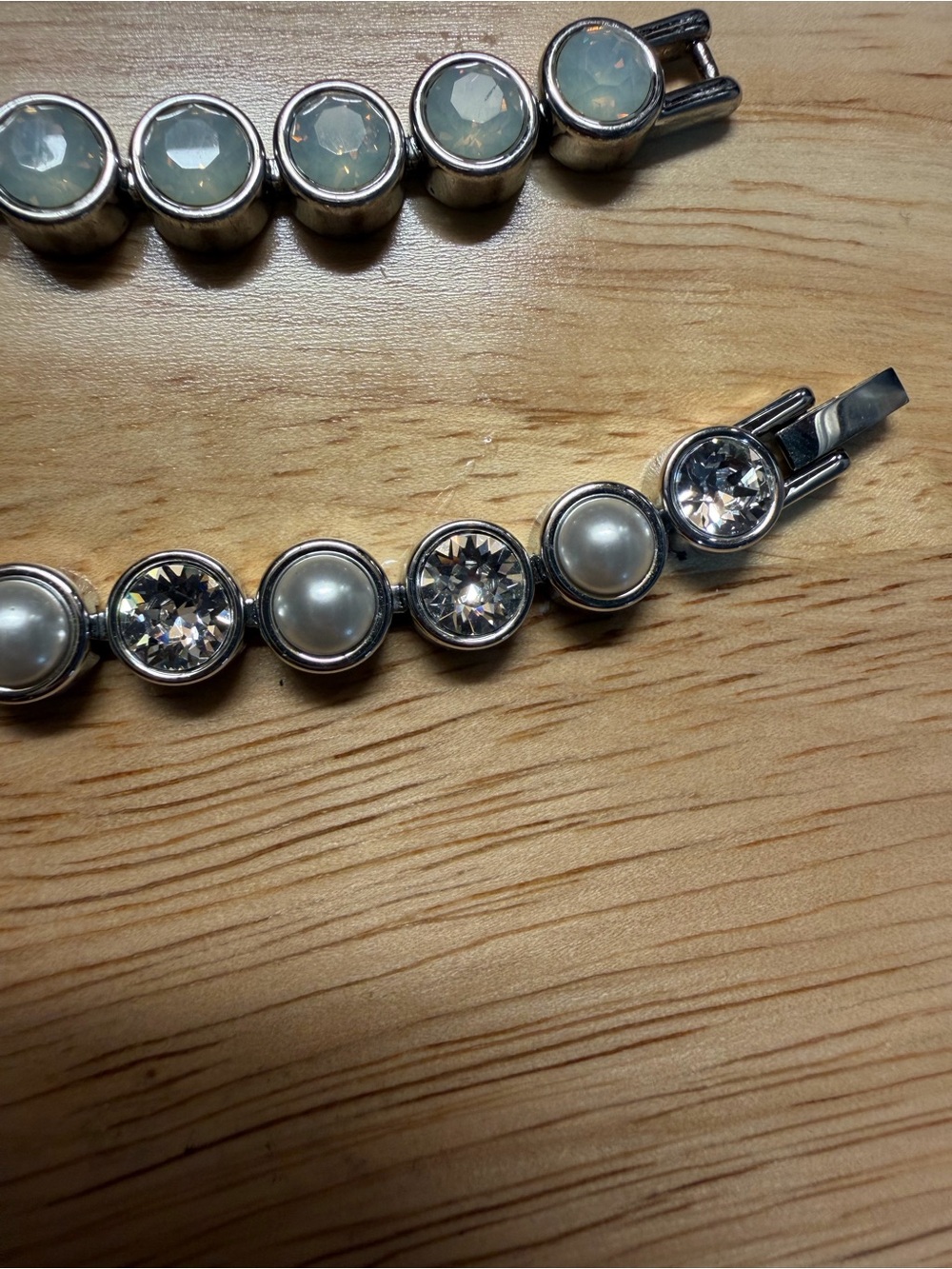 Opal & Pearl Silver-Tone Ice Bracelets - White Opal & Pearl Touchstone Crystal - Picture 2 of 3